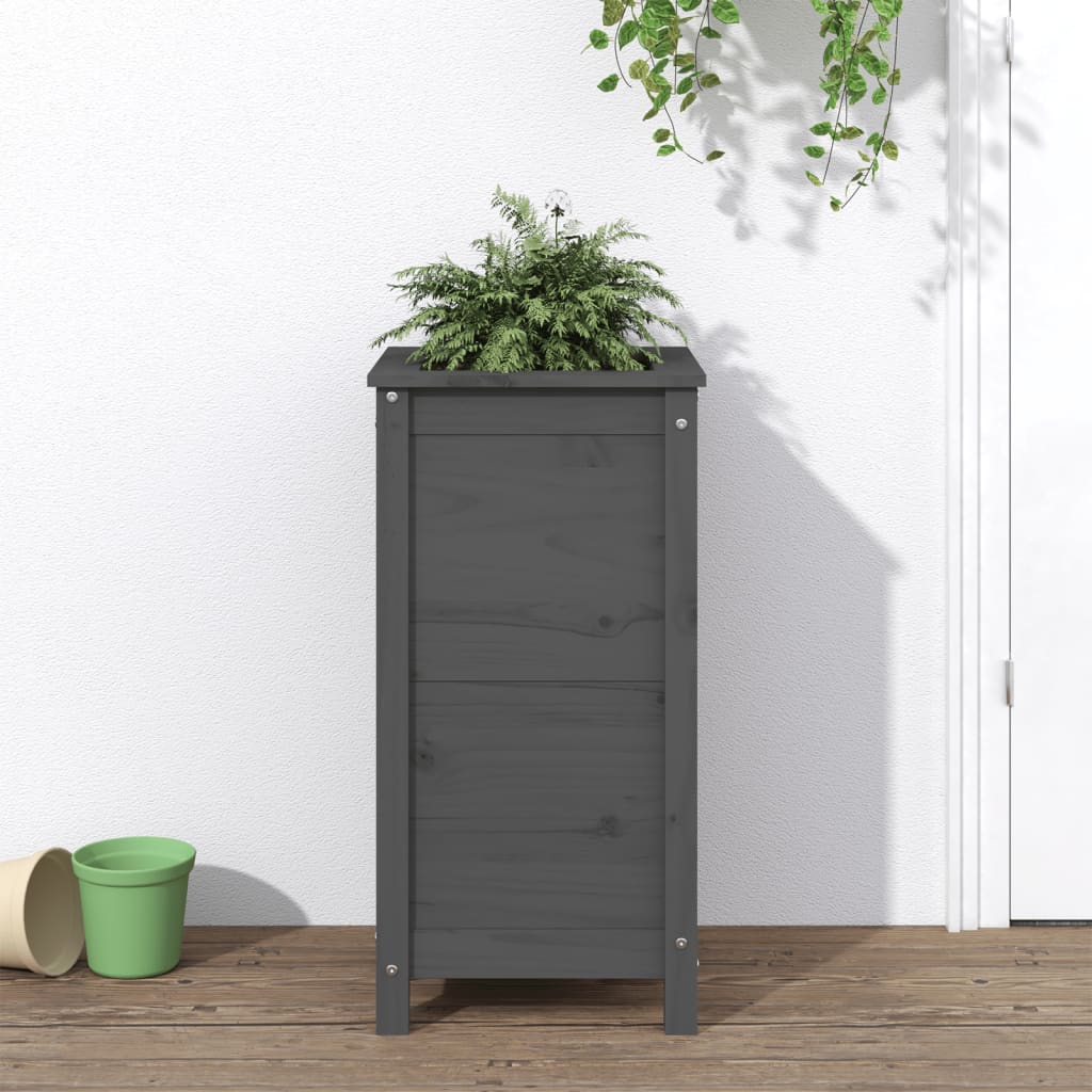vidaXL plantekasse 40x40x78 cm massivt fyrretræ grå