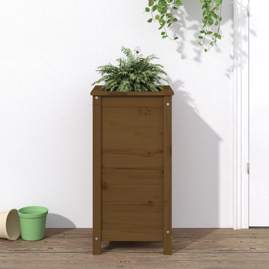 vidaXL plantekasse 40x40x78 cm massivt fyrretræ gyldenbrun