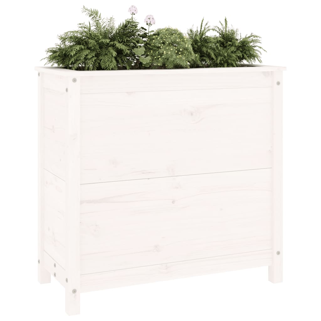vidaXL Plantenbak 82,5x40x78 cm massief grenenhout wit afbeelding