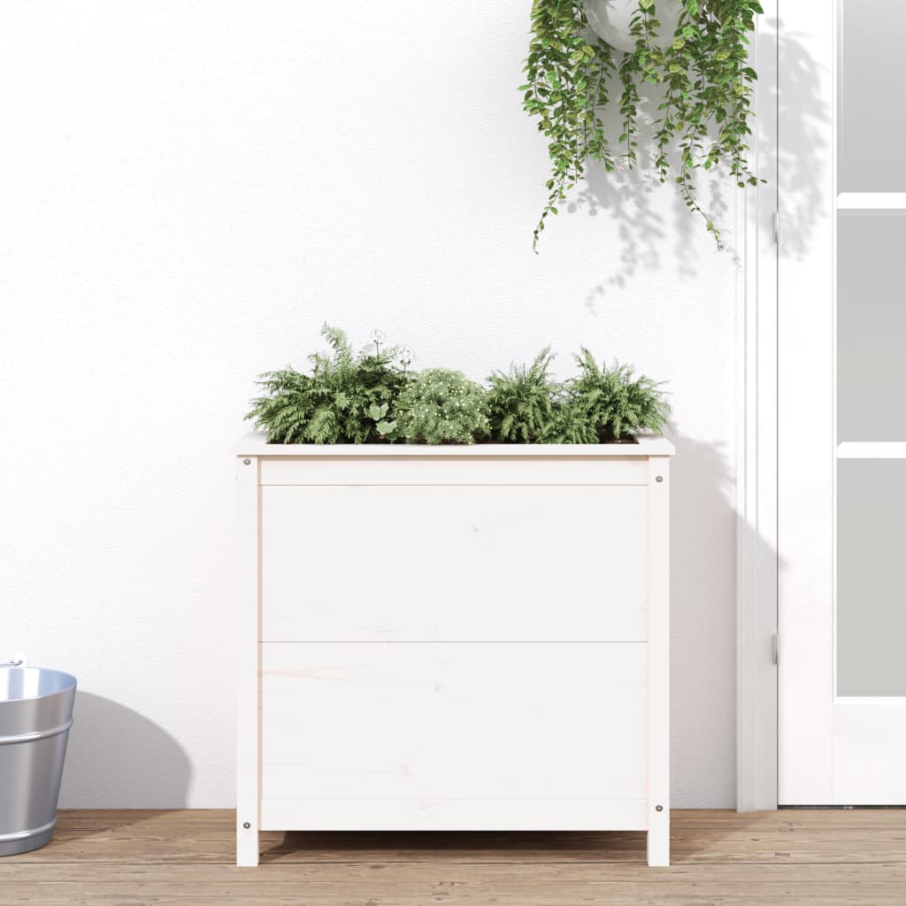 vidaXL Jardinieră de grădină, alb, 82,5x40x78 cm, lemn masiv de pin