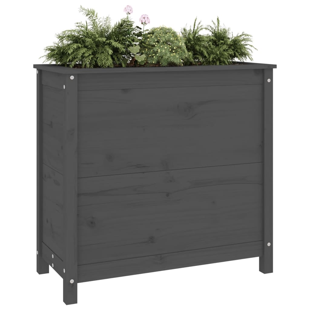 vidaXL Plantenbak 82,5x40x78 cm massief grenenhout grijs afbeelding