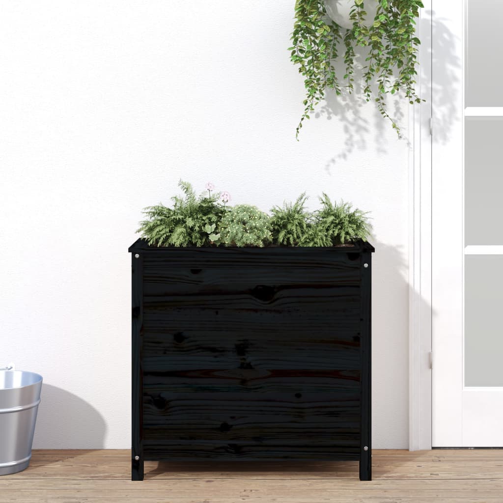 vidaXL Jardinieră de grădină, negru, 82,5x40x78 cm, lemn masiv de pin