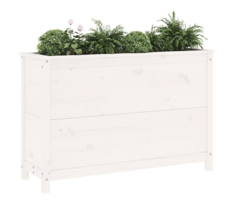 vidaXL Lit sur&eacute;lev&eacute; de jardin blanc 119,5x40x78 cm bois de pin massif