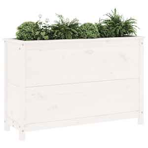 Zahradní vyvýšený záhon bílý 119,5x40x78 cm masivní borovice - obrázek 3