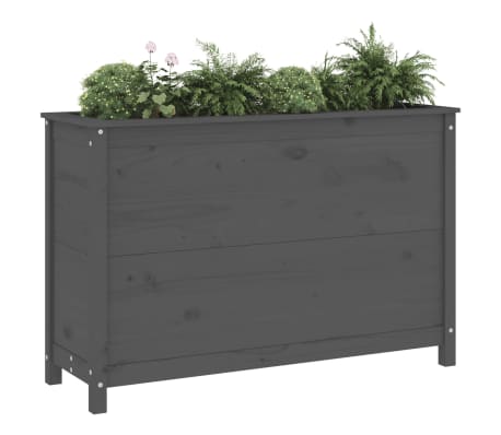 vidaXL Strat &icirc;nălțat de grădină, gri, 119,5x40x78 cm, lemn masiv pin