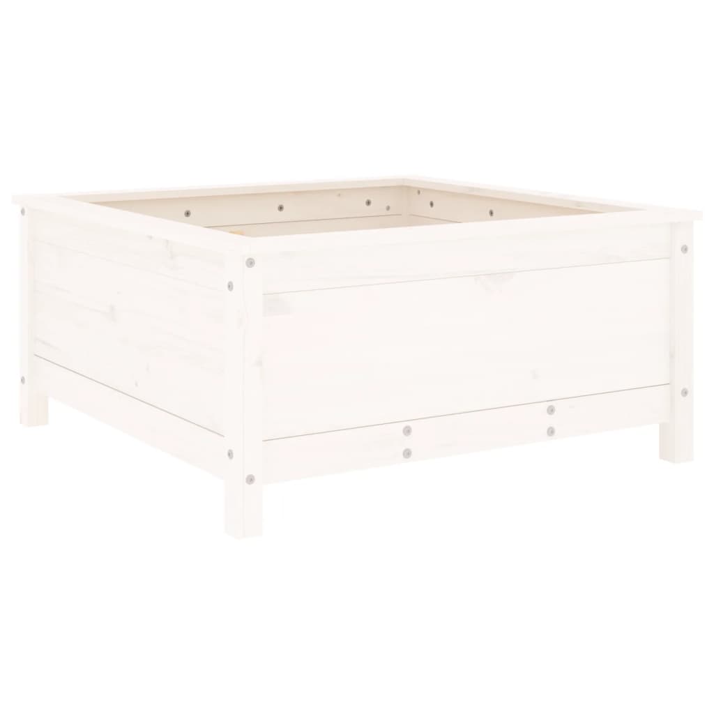 vidaXL Zahradní truhlík bílý 82,5 x 82,5 x 39 cm masivní borové dřevo