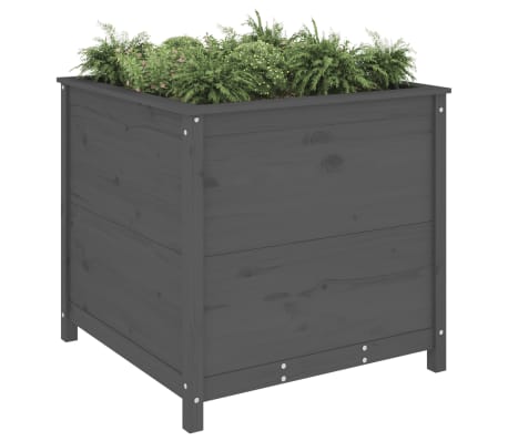 vidaXL Garden Planter Grey 82.5x82.5x78 cm Solid Wood Pine
