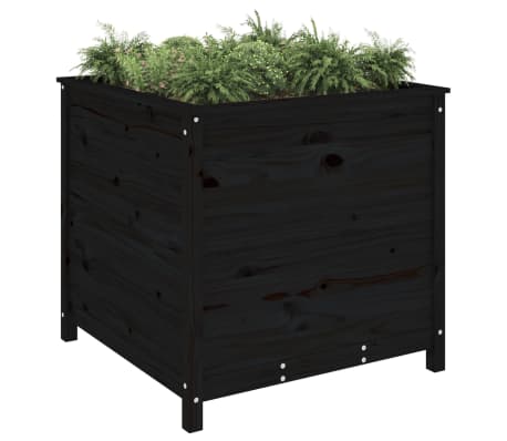 vidaXL Jardinera madera maciza de pino negro 82,5x82,5x78 cm