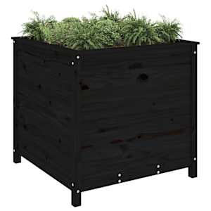 vidaXL Jardinera madera maciza de pino negro 82,5x82,5x78 cm