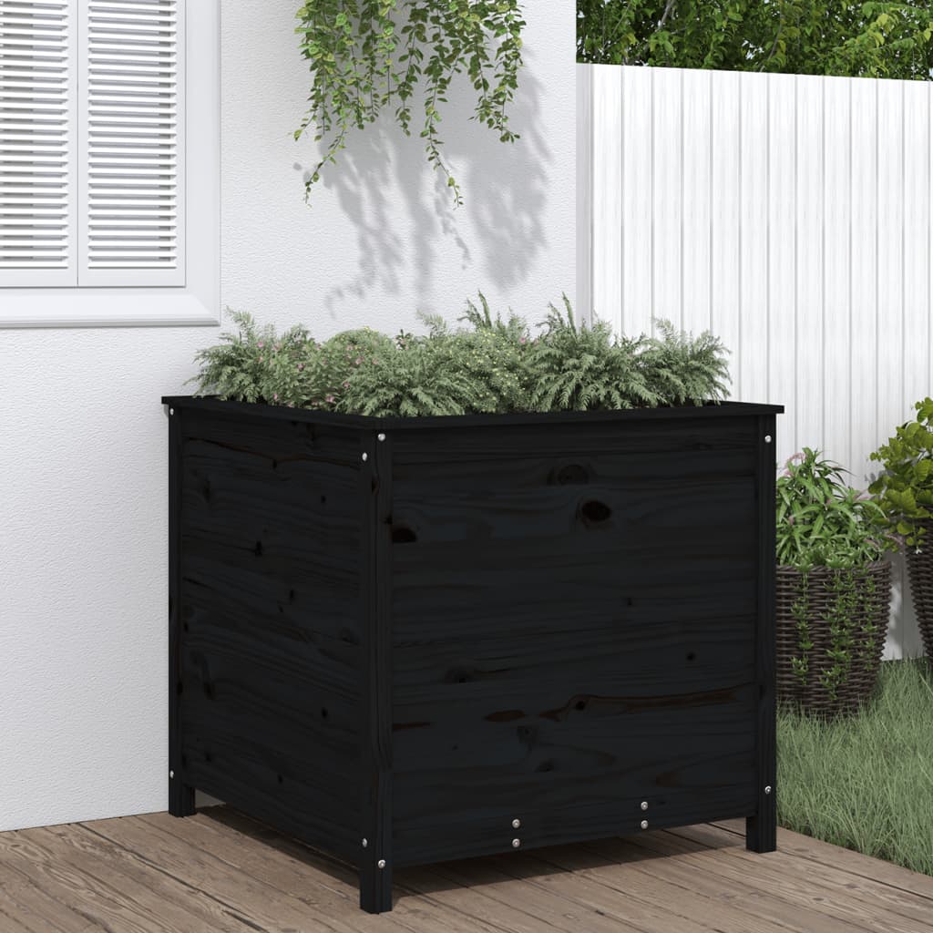 vidaXL Jardinieră de grădină, negru, 82,5x82,5x78 cm lemn masiv de pin