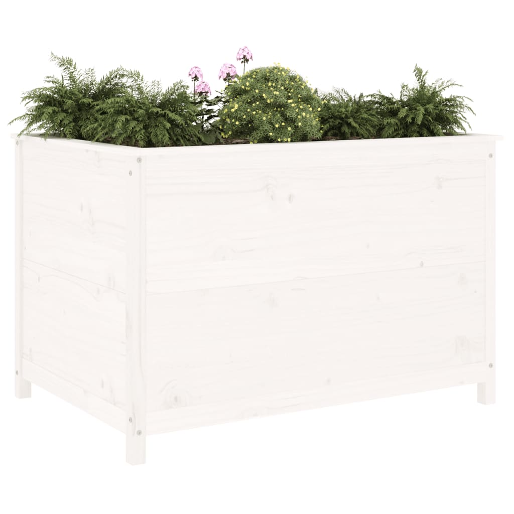 vidaXL Plantenbak verhoogd 119,5x82,5x78 cm massief grenenhout wit afbeelding