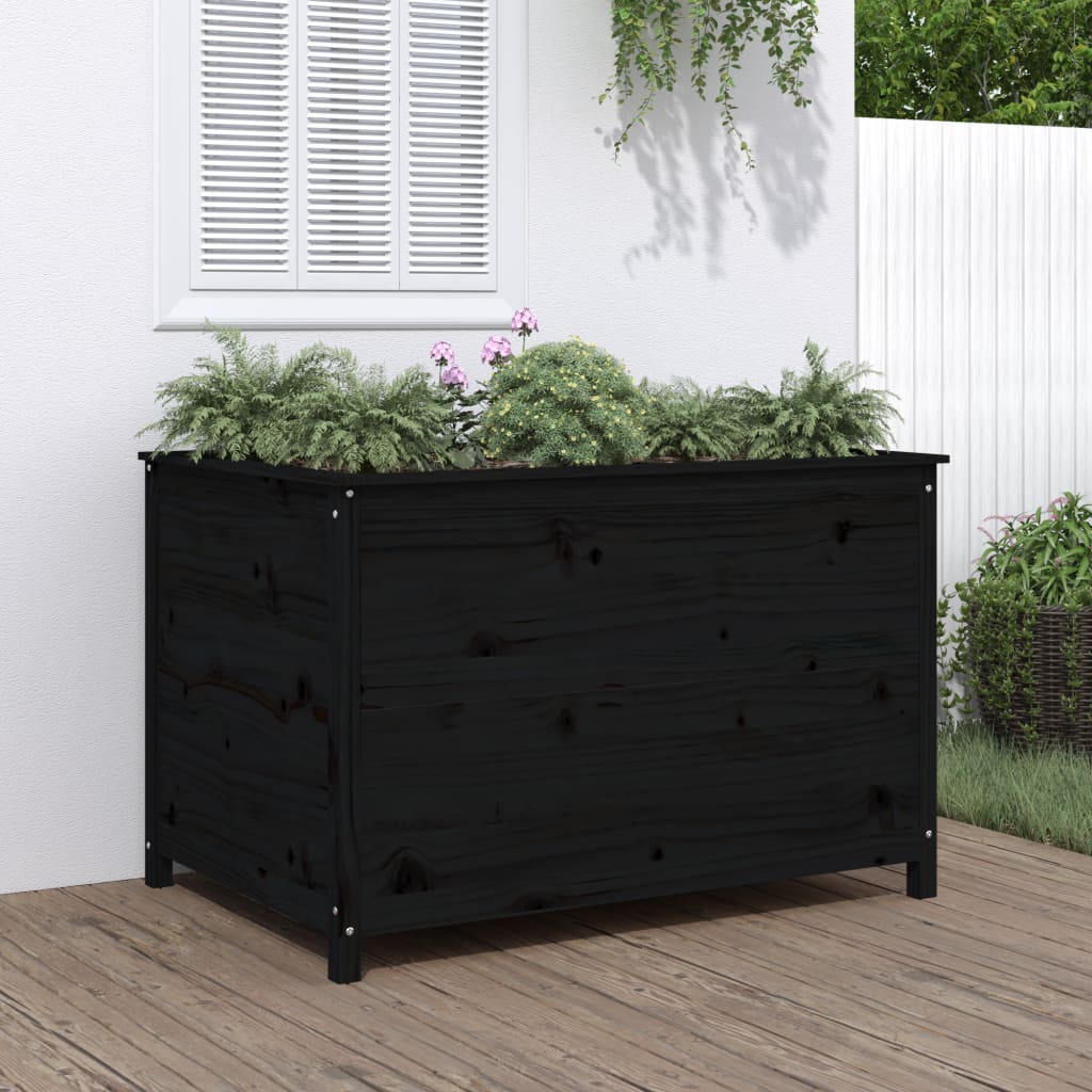vidaXL Strat înălțat de grădină negru 119,5x82,5x78 cm lemn masiv pin