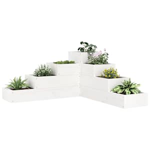 Zahradní truhlík 4patrový 80,5x79x36 cm bílý masivní borovice - obrázek 1