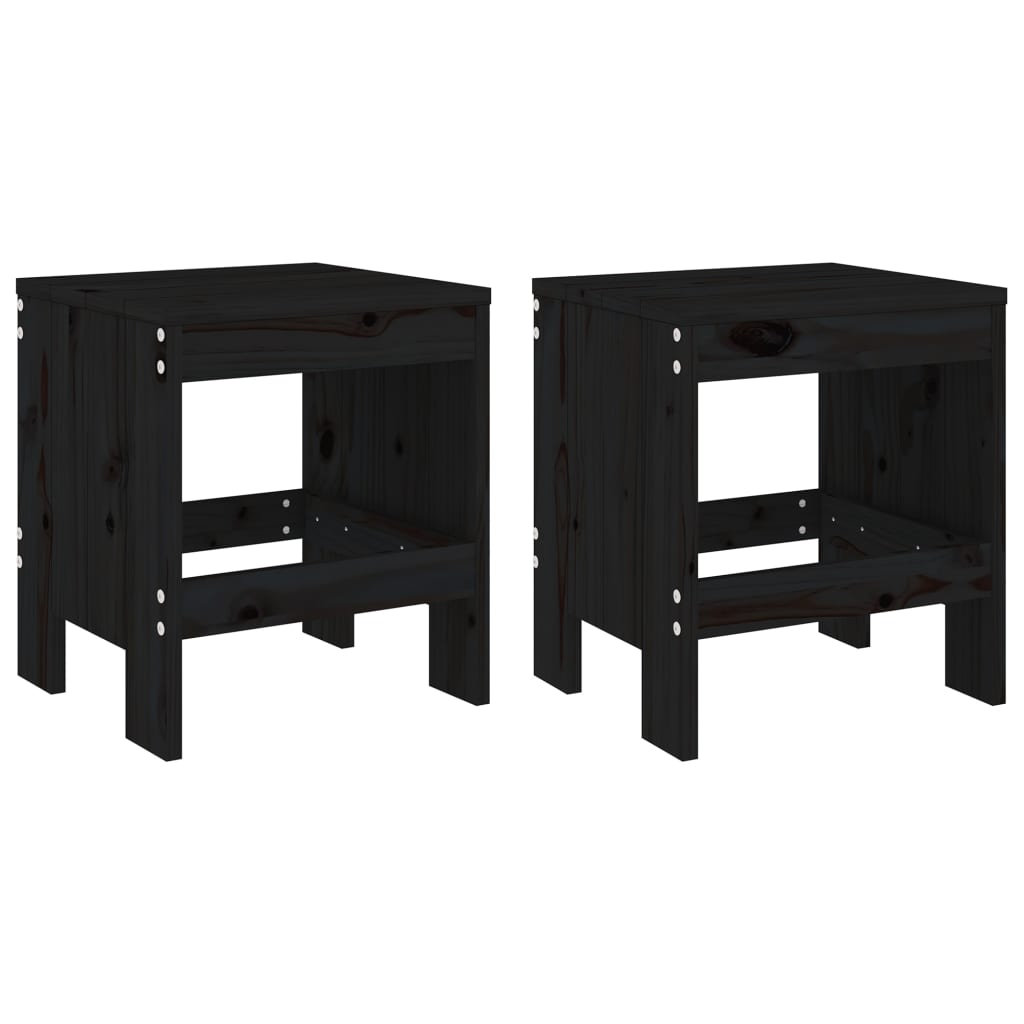 Thumbnail - vidaXL Gartenhocker 2 Stk. Schwarz 40x36x45 cm Massivholz Kiefer