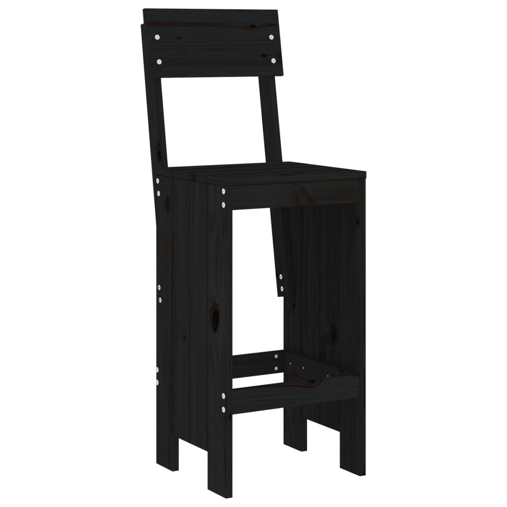 vidaXL Barkrukken 2 st 40x48,5x115,5 cm massief grenenhout zwart afbeelding