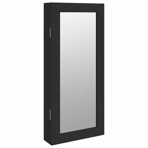 vidaXL seinale kinnitatav peegliga ehetekapp, must, 30 x 8,5 x 67 cm