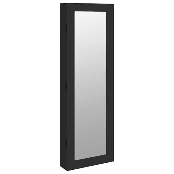 vidaXL seinale kinnitatav peegliga ehetekapp, must, 30x8,5x90 cm
