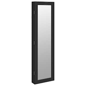 vidaXL seinale kinnitatav peegliga ehetekapp, must, 30 x 8,5 x 106 cm