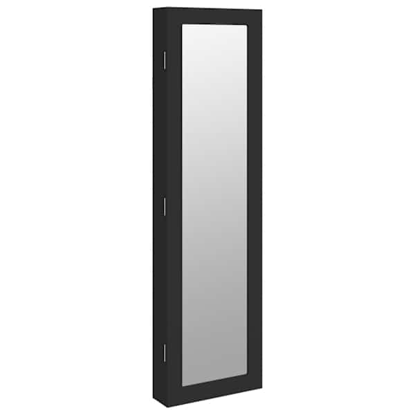 vidaXL seinale kinnitatav peegliga ehetekapp, must, 30 x 8,5 x 106 cm