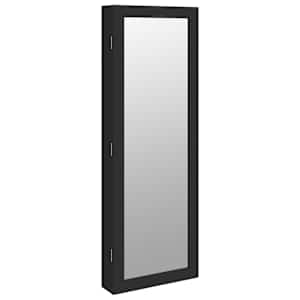 vidaXL seinale kinnitatav peegliga ehetekapp, must, 37,5x10x106 cm