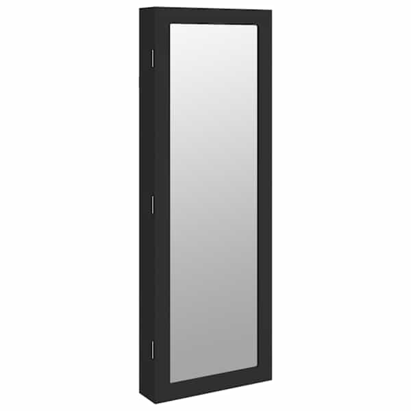 vidaXL seinale kinnitatav peegliga ehetekapp, must, 37,5x10x106 cm