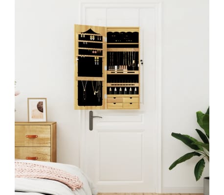 vidaXL Wisząca szafka na biżuterię, z lustrem, 37,5x10x90 cm