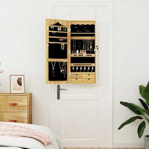 vidaXL Wisząca szafka na biżuterię, z lustrem, 37,5x10x90 cm