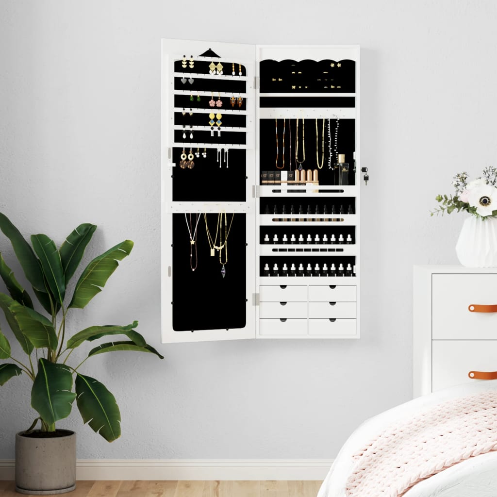 Photos - Wall Mirror VidaXL Mirror Jewellery Cabinet Wall Mounted White 37.5x10x106 cm 