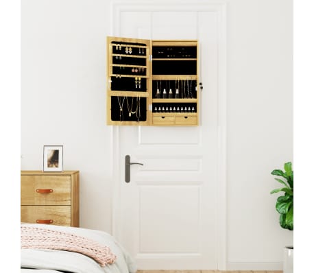 vidaXL Sieradenkast met spiegel en LED wandgemonteerd