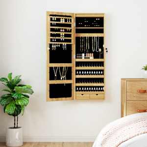 Omarica za nakit z ogledalom in LED lučmi stenska