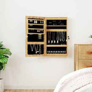 Omarica za nakit z ogledalom in LED lučmi stenska