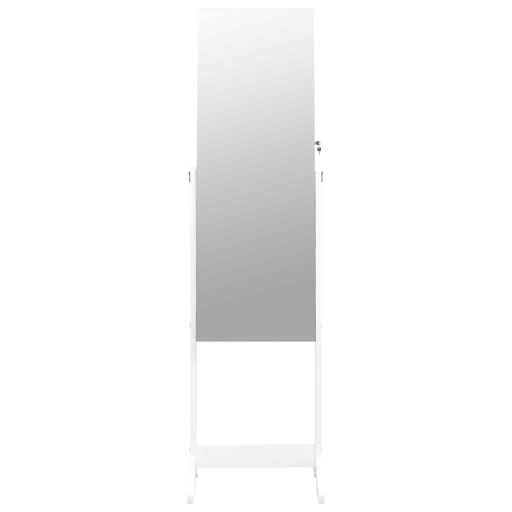 Fehér szabadon álló tükrös ékszerszekrény 42x38x152 cm 