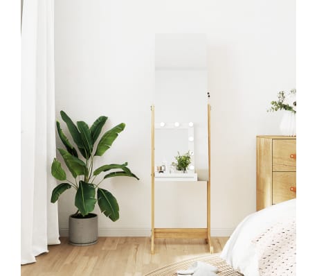 vidaXL Dulap de bijuterii cu oglindă independent, 42x38x152 cm