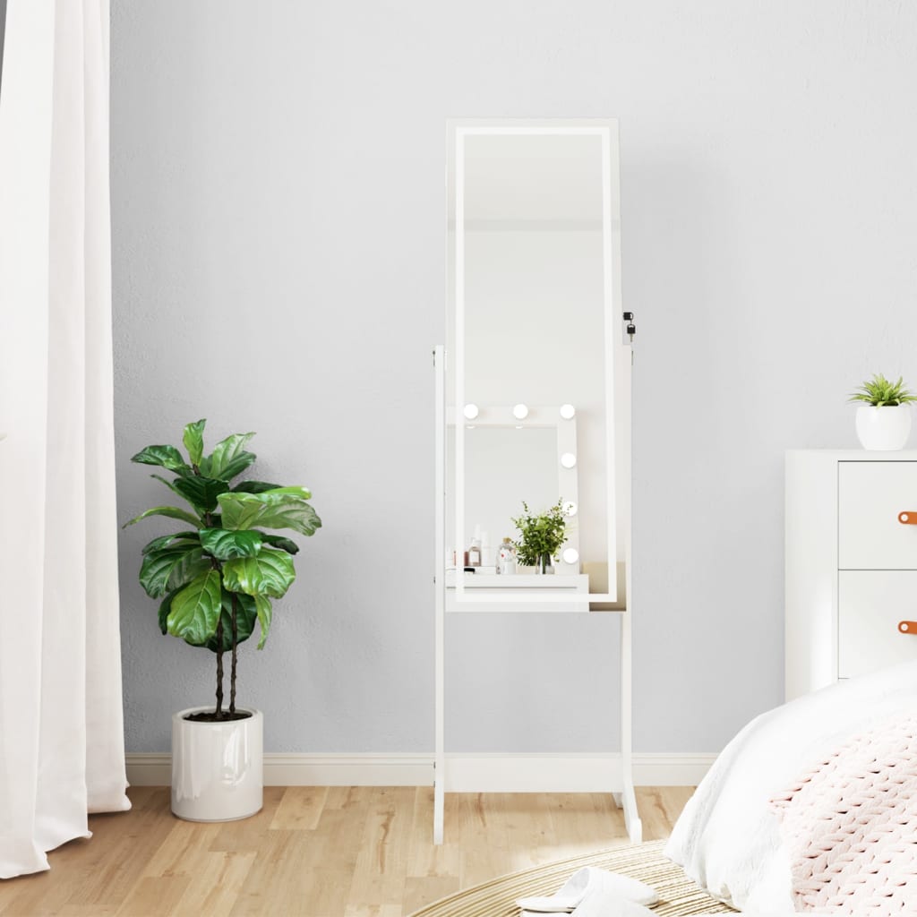 Free standing mirror on sale with storage for jewellery