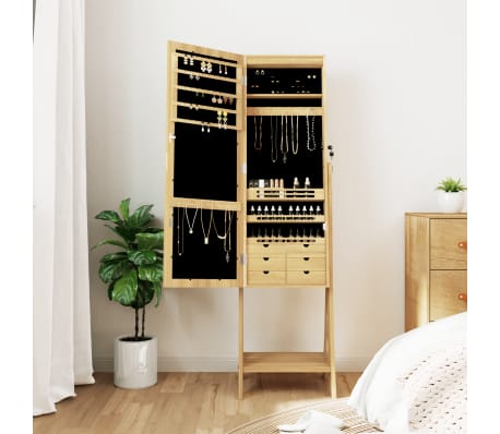 vidaXL Mirror Jewellery Cabinet with LED Lights Free Standing