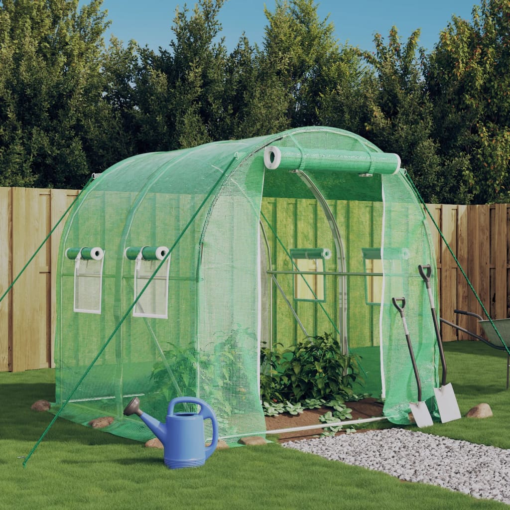 vidaXL Växthus med stålram grön 4 m² 2x2x2 m