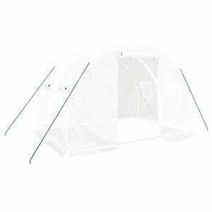 vidaXL kasvuhoone terasraamiga, valge, 6 m&sup2;, 3x2x2 m