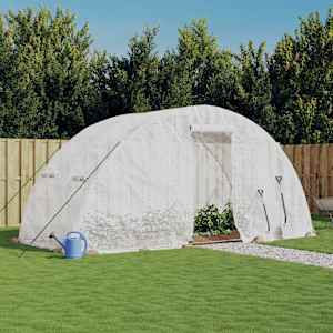 Rastlinjak z jeklenim ogrodjem bel 10 m² 5x2x2,3 m