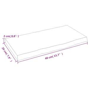 Nástěnná police 40 x 20 x 2 cm neošetřené masivní dubové dřevo - obrázek 7