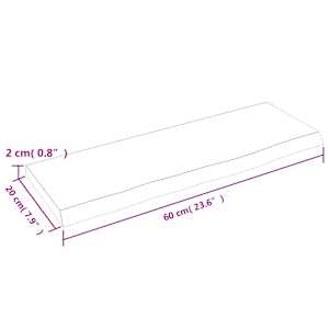 Nástěnná police 60 x 20 x 2 cm neošetřené masivní dubové dřevo - obrázek 7