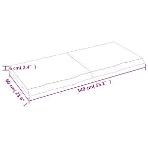 Nástěnná police 140x60x(2-6) cm neošetřené masivní dubové dřevo - obrázek 9
