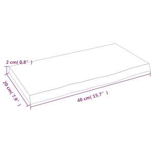 Nástěnná police světle hnědá 40x20x2 cm ošetřený masivní dub - obrázek 7