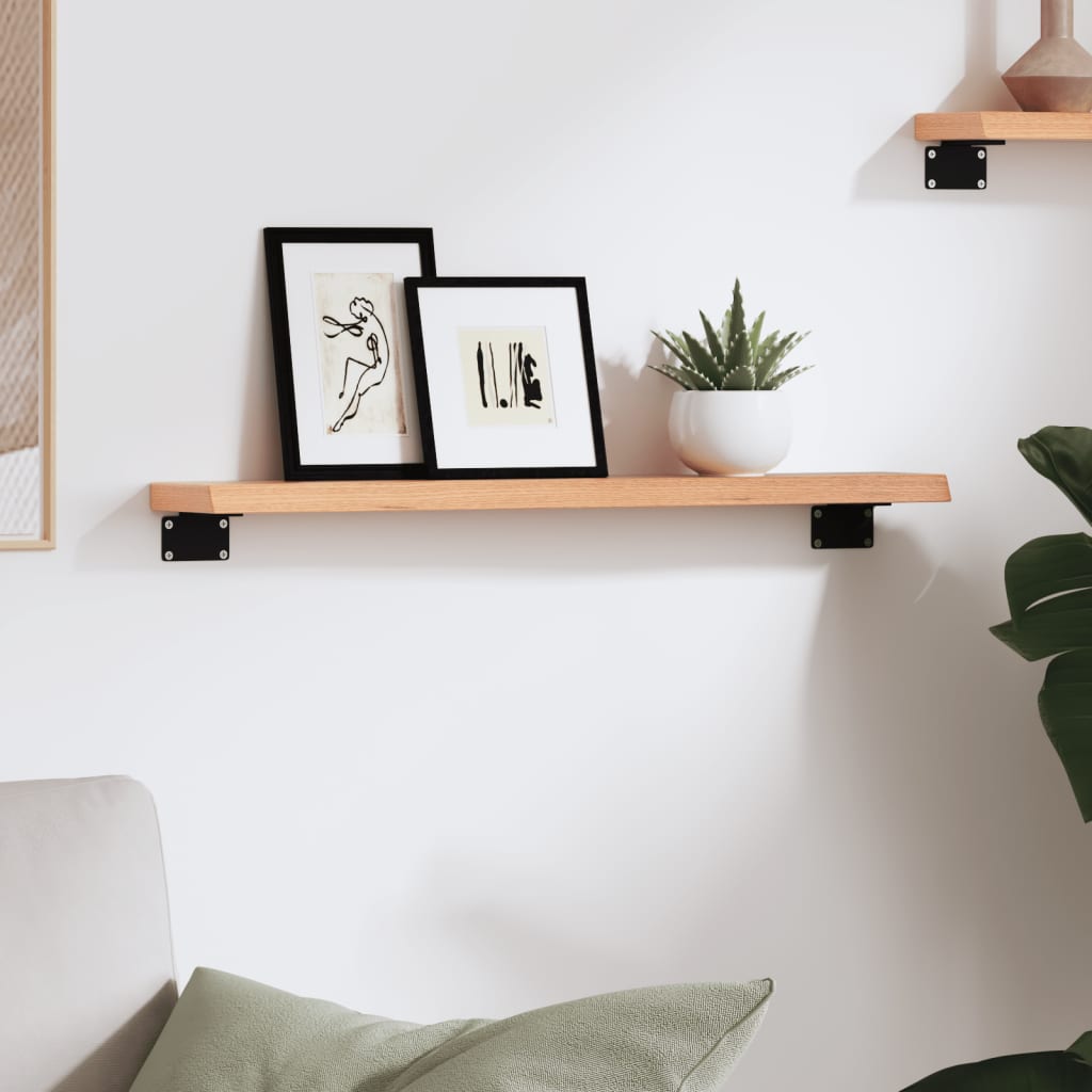 vidaXL világosbarna kezelt tömör tölgyfa fali polc 60x10x2 cm