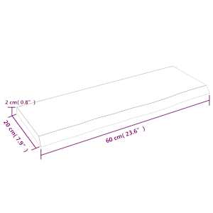 Nástěnná police světle hnědá 60x20x2 cm ošetřený masivní dub - obrázek 7