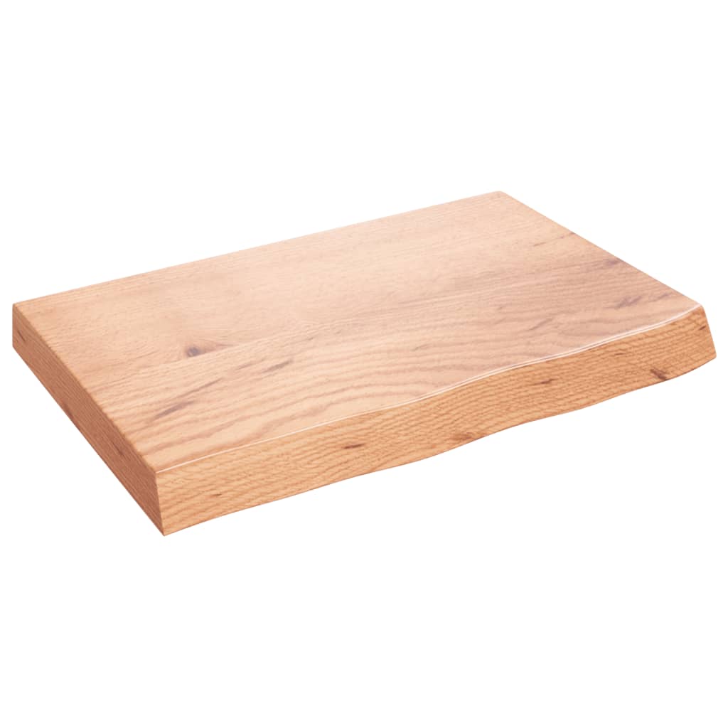 vidaXL Nástěnná police světle hnědá 60x40x(2-6)cm ošetřený masivní dub