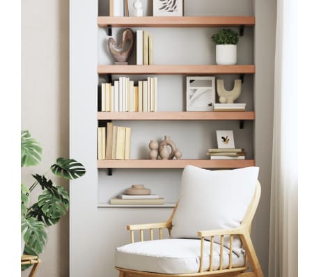 vidaXL &Eacute;tag&egrave;re murale marron clair 100x20x6cm bois ch&ecirc;ne massif trait&eacute;