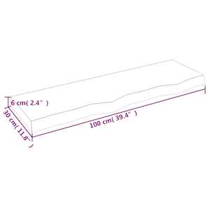 Nástěnná police hnědá 100x30x(2-6) cm ošetřený masivní dub - obrázek 9