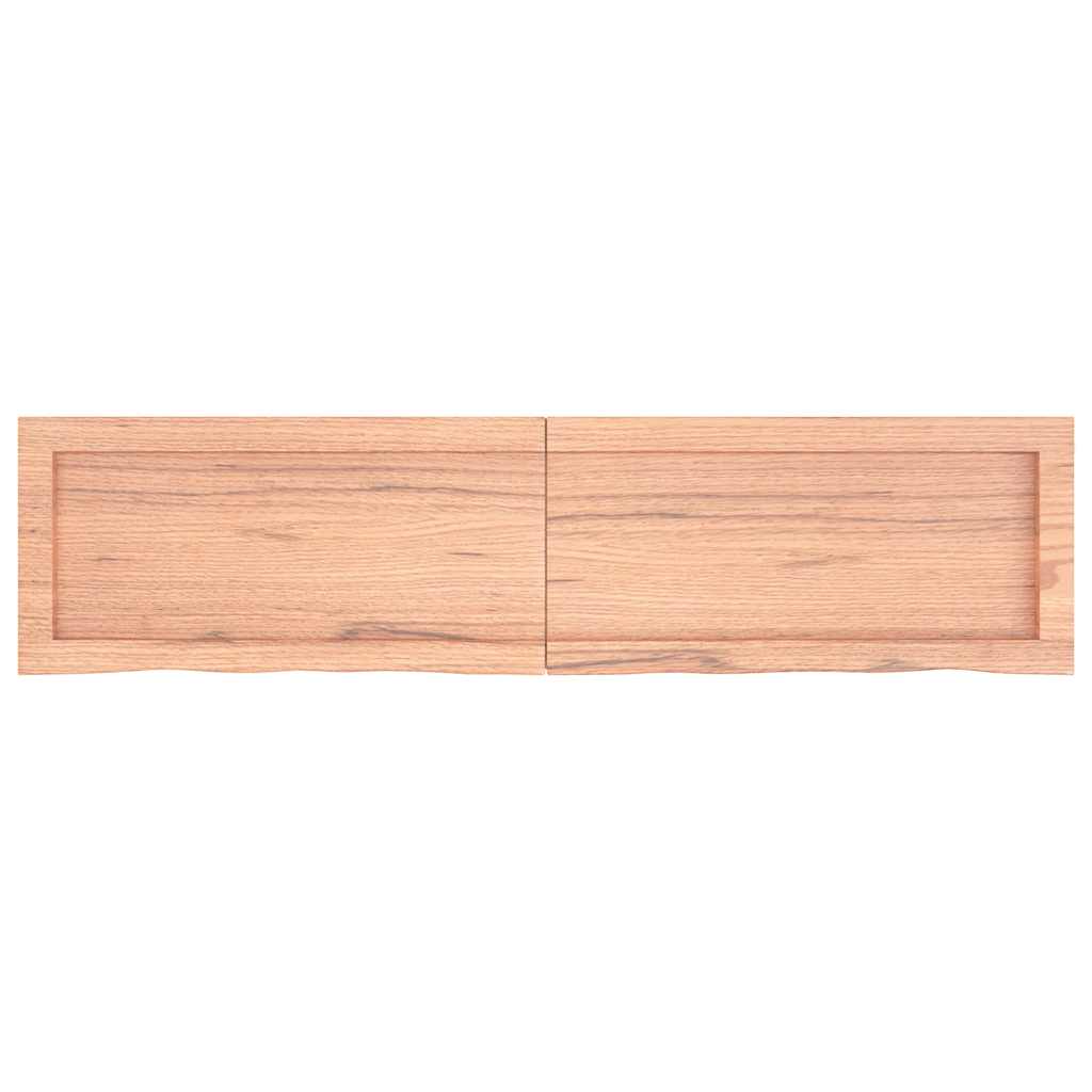 vidaXL Wandschap 120x30x(2-6)cm behandeld massief eikenhout lichtbruin afbeelding