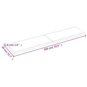 Nástěnná police hnědá 180x40x(2-4)cm ošetřený masivní dub - obrázek 9