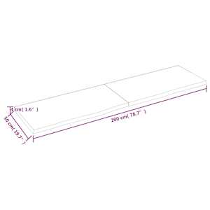Nástěnná police hnědá 200x50x(2-4)cm ošetřený masivní dub - obrázek 9